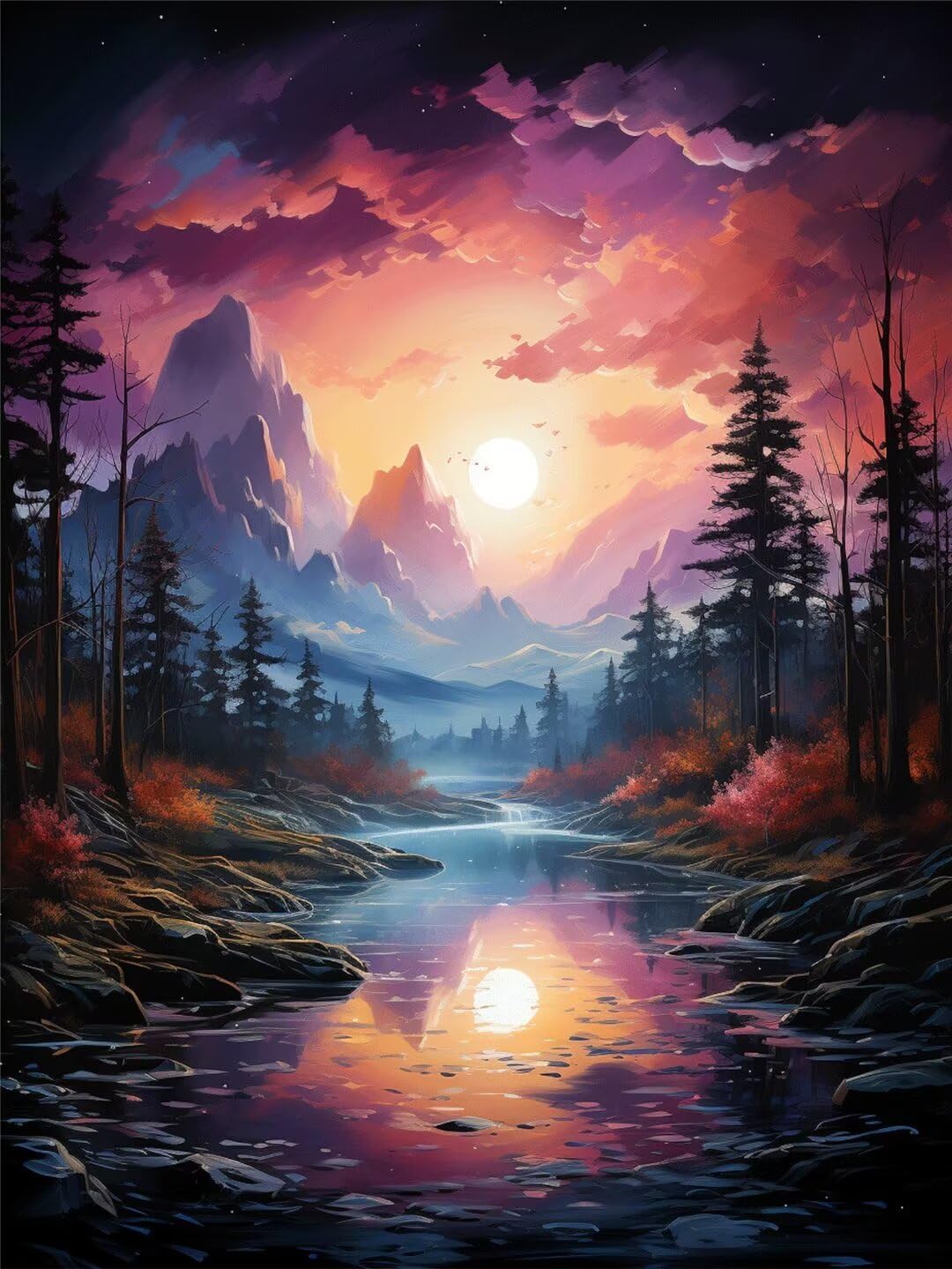 Diamond Painting tramonto, 4 Pack Pittura Diamante spiaggia, Kit di Pittura a Diamante 5D Fai Da Te, Paint by Numbers Quadri con Perline Kit Pittura Adulti per Decorazione per Casa Parete 140x93cm
