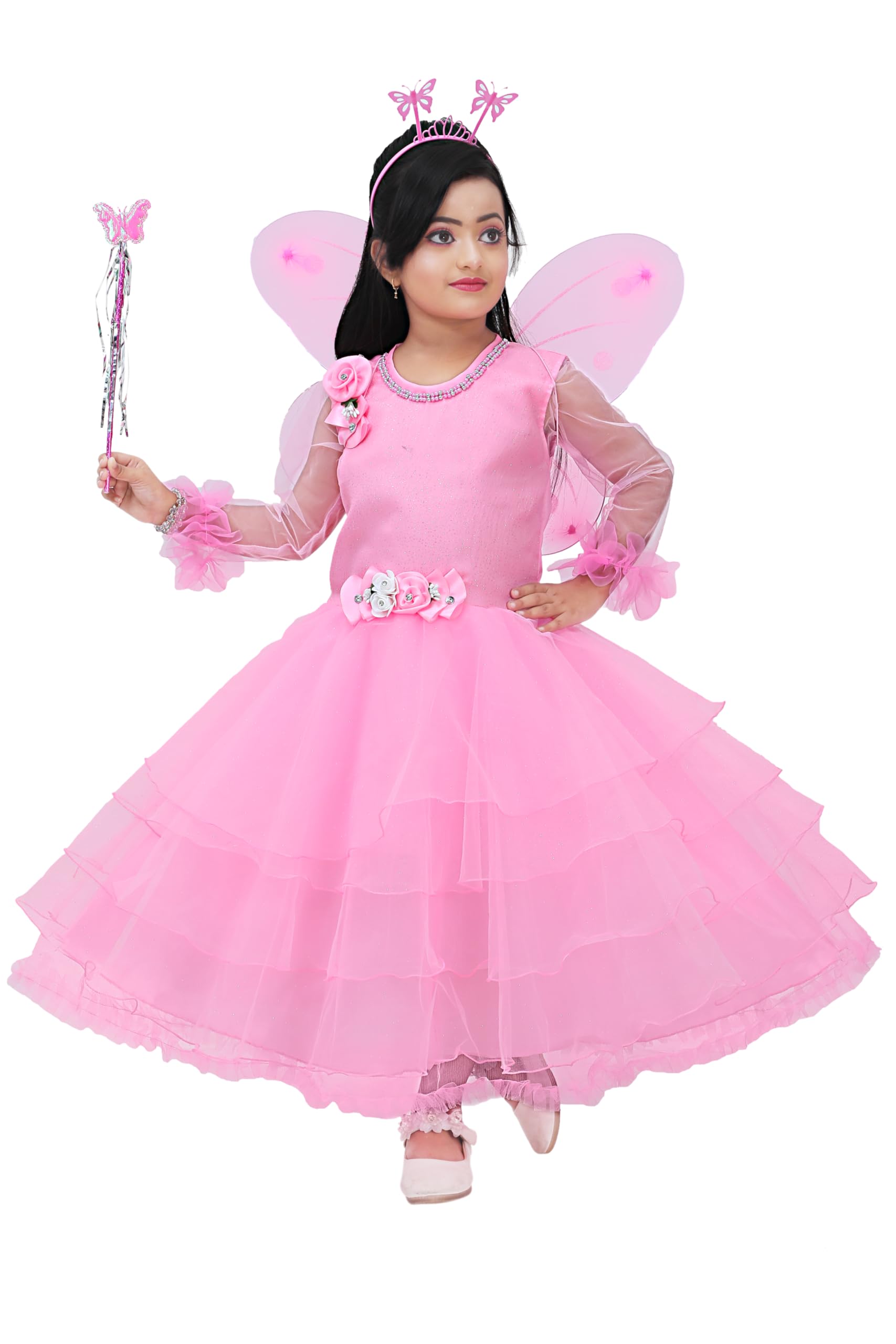 IKONIC FASHION Net Casual Solid Midi Fairy Dress Costume with Wings, Hairband for Girls Kids (Pink, 9-10 Years) (B0CKXXBQ9F) Amazon Price History, Amazon Price Tracker