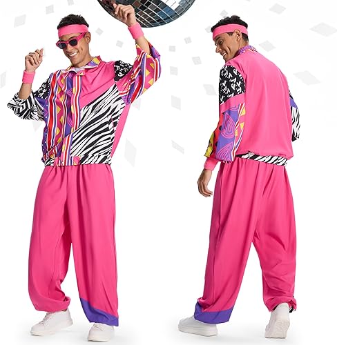 Miniatura 4 de Conjunto deportivo de los años 80 y 90 para hombre, traje de Halloween retro de los años 80 con accesorios de hip-hop