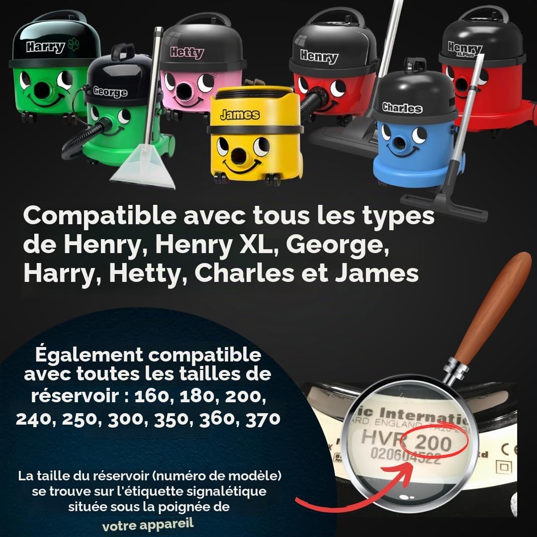 Tête de brosse Airo pour sols Numatic Henry Easy Ride Noire Parfaite pour sols durs et tapis - 907424 909553 pour tous les aspirateurs Henry de 32 mm - Garantie 6 mois