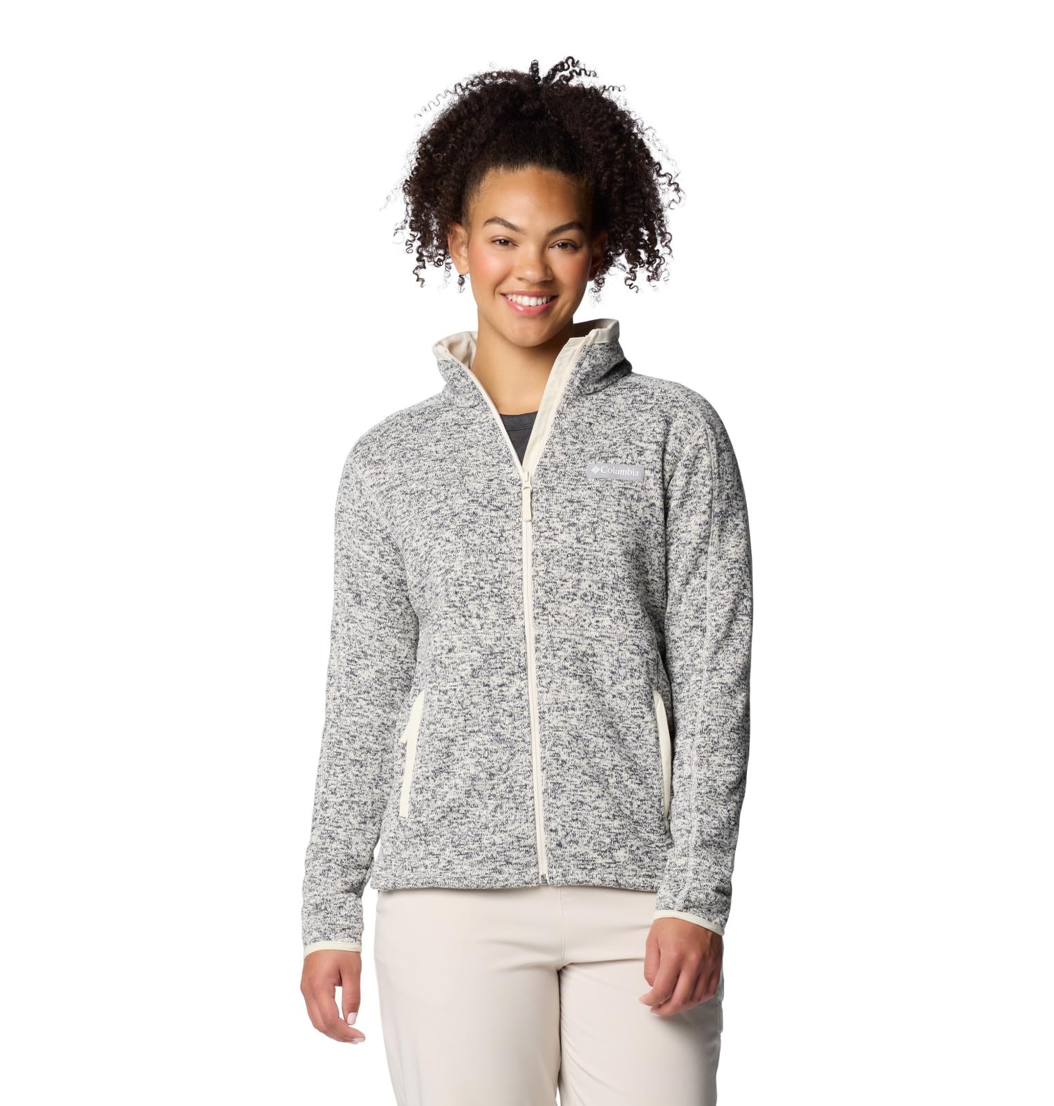 Columbia Women's Sweater Weather Full Zip 2, Full Zip Fleece Jacket, Chalk Heather, XL