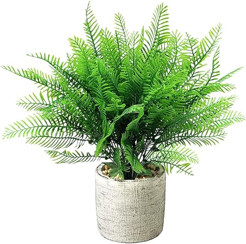 Miniatura 4 de LoveniMen Arbustos artificiales, plantas de plástico, hojas de helecho, simulación de vegetación, arbustos falsos, hierba al aire libre, interior,