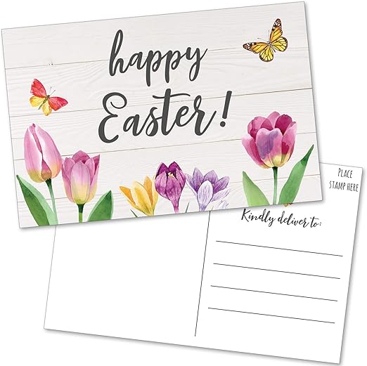 T MARIE 50 Happy Easter Postcards Bulk Spring Greeting Cards Set With