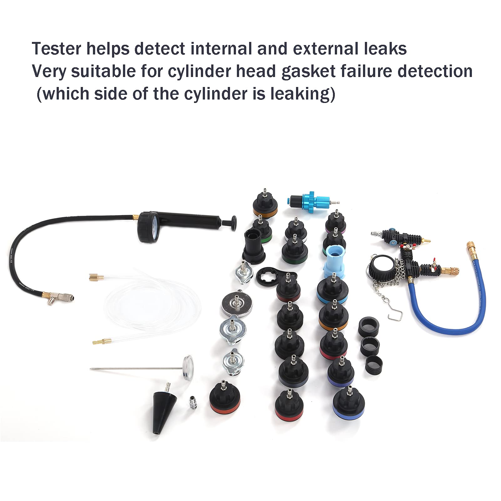 Kit de comprobador de presión de radiador de 33 piezas con detector de refrigeración universal para motocicletas automotrices