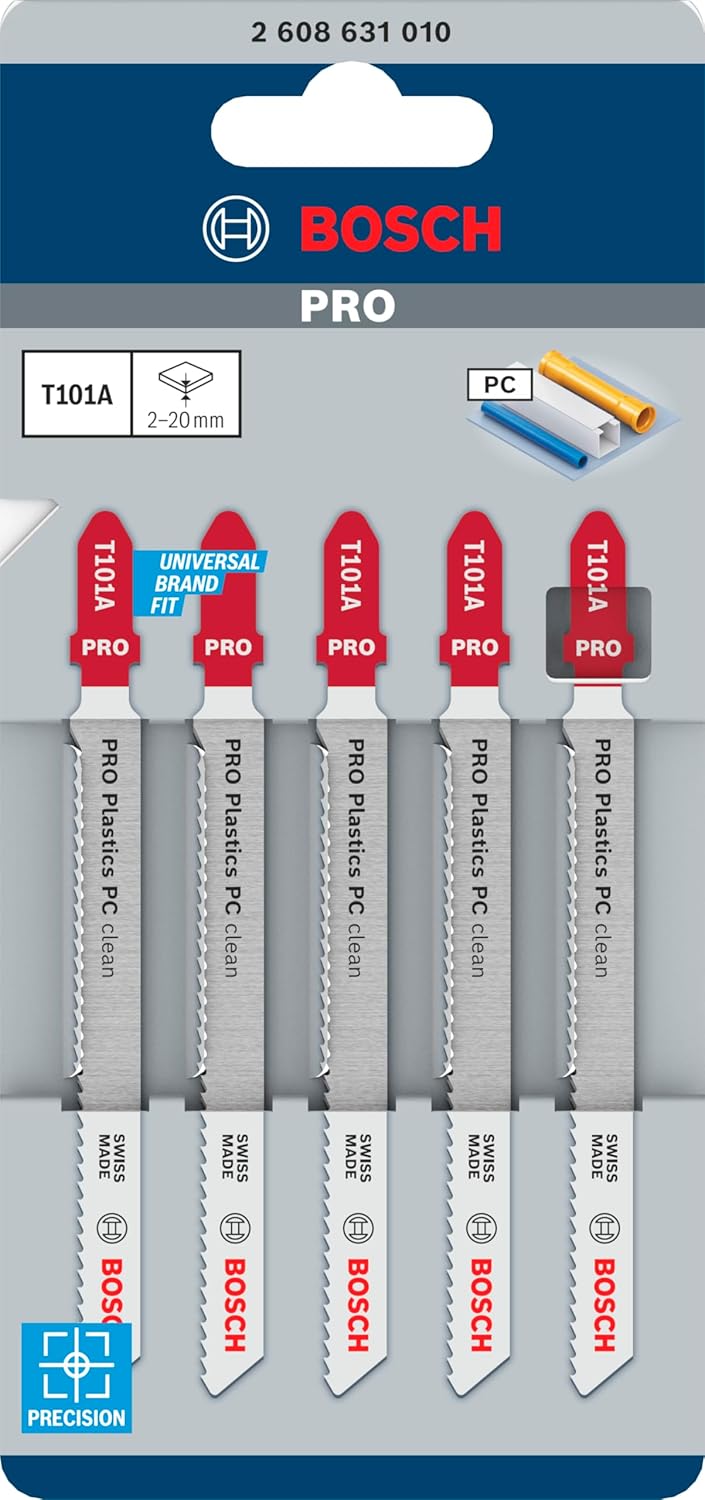 Bosch 2608631010 Jigsaw Blade "T 101 A" for plastic (5 Piece)