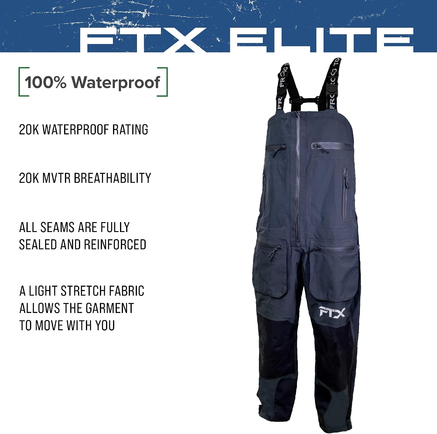 FROGG TOGGS Men's Ftx Elite Ultra Performance Waterproof Angler Fishing Bib