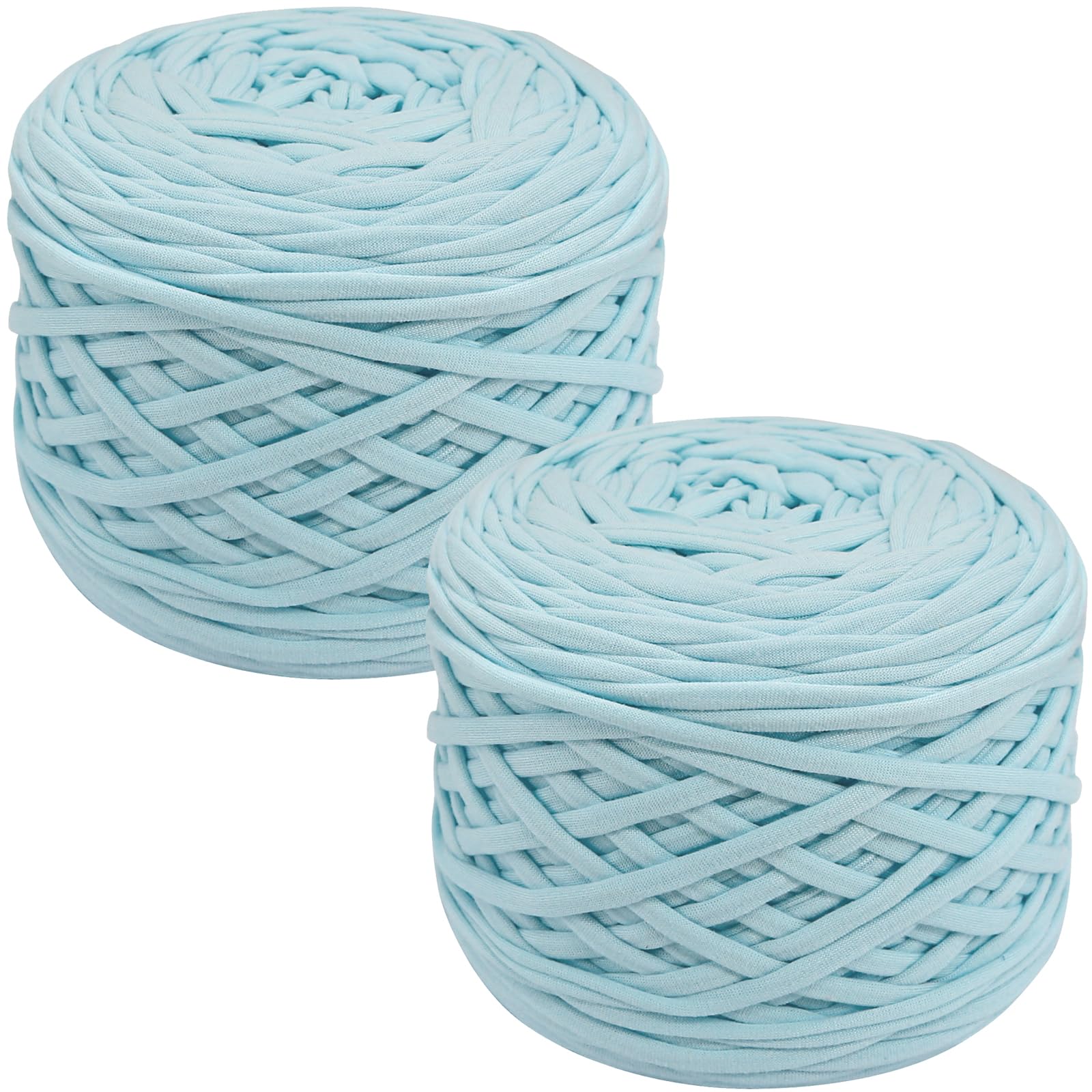 SIMEIQI 2 PCS 800g T-Shirt Yarn Elastic Fabric Crochet for DIY Knitting, 130 Yards Spaghetti Thick Knitting Yarn for Hand DIY Bag Basket Cushion Crocheting Projects,Home Decor (Aqua Blue)