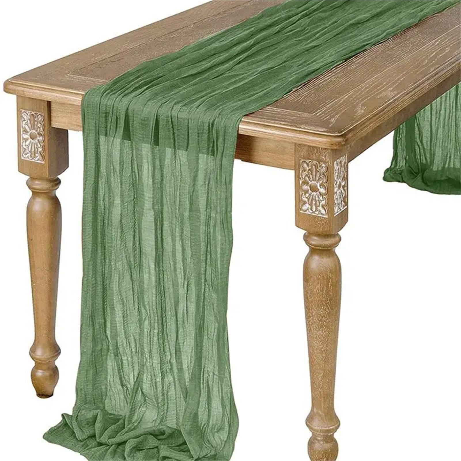 Semi Sheer Gauze Table Runner Sage Cheesecloth Setting Dining Vintage Wedding Decoration Banquets Decor