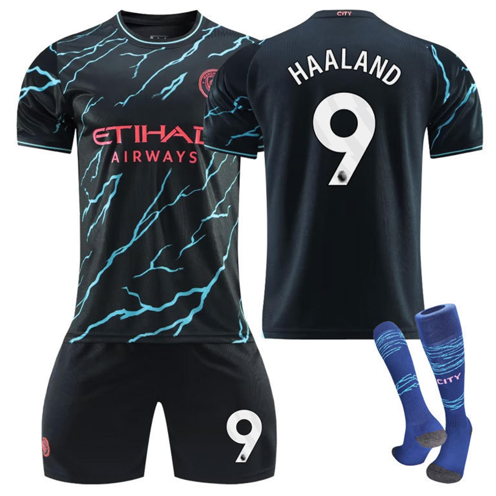 VUCATINFootball Jersey for Kids Set, Football Jersey #9 Kids Football Jersey 2023/2024 New Season Kids Socks Football Shorts Kit Gift Set