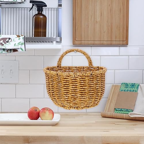 Miniatura 9 de DOITOOL Cesta de almacenamiento tejida Cesta de almacenamiento de ratán Cesta tejida Cestas colgantes para plantas Cesta de almacenamiento de pared