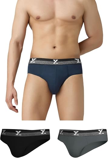 XYXX Men’s Aero 100% Super Combed Cotton Regular Fit Solid Anti Bacterial Briefs with No Marks Waistband (Pack of 3)