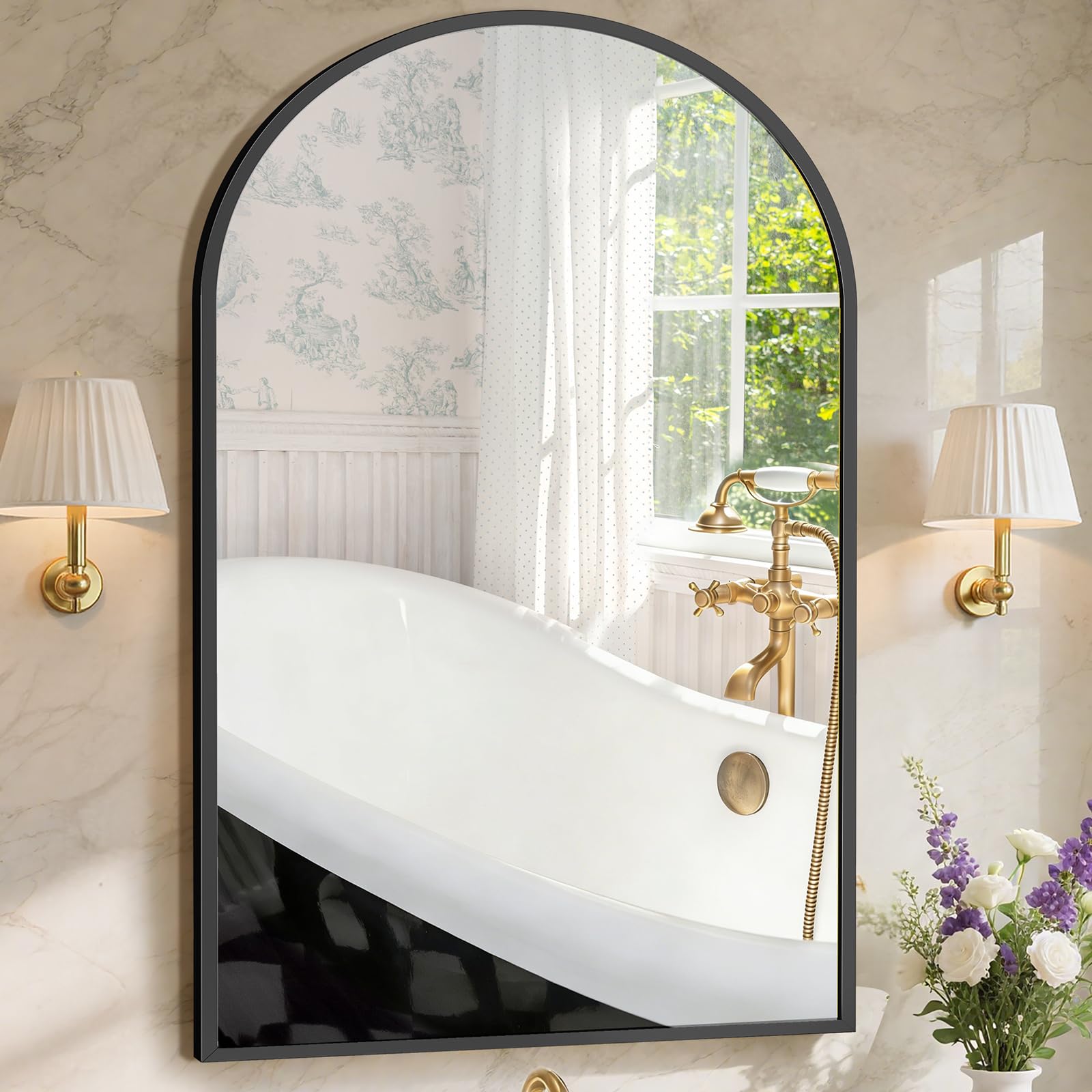 Sweetcrispy 26"x38" Arched Bathroom Mirror, Bathroom Mirrors for Over Sink