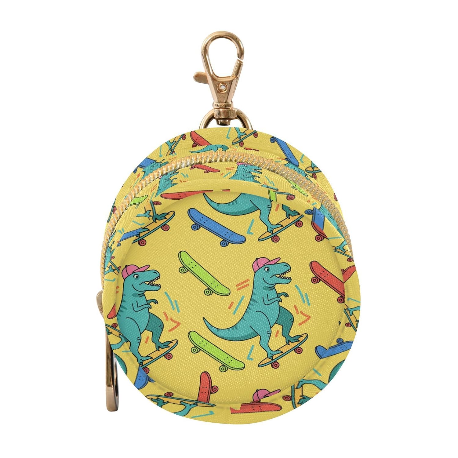Fun Dinosaur Skateboard Yellow Print Pacifier Holder Case Pacifier Storage Container for Diaper Bag & Stroller Easy to Clean, for Baby Girls & Boys
