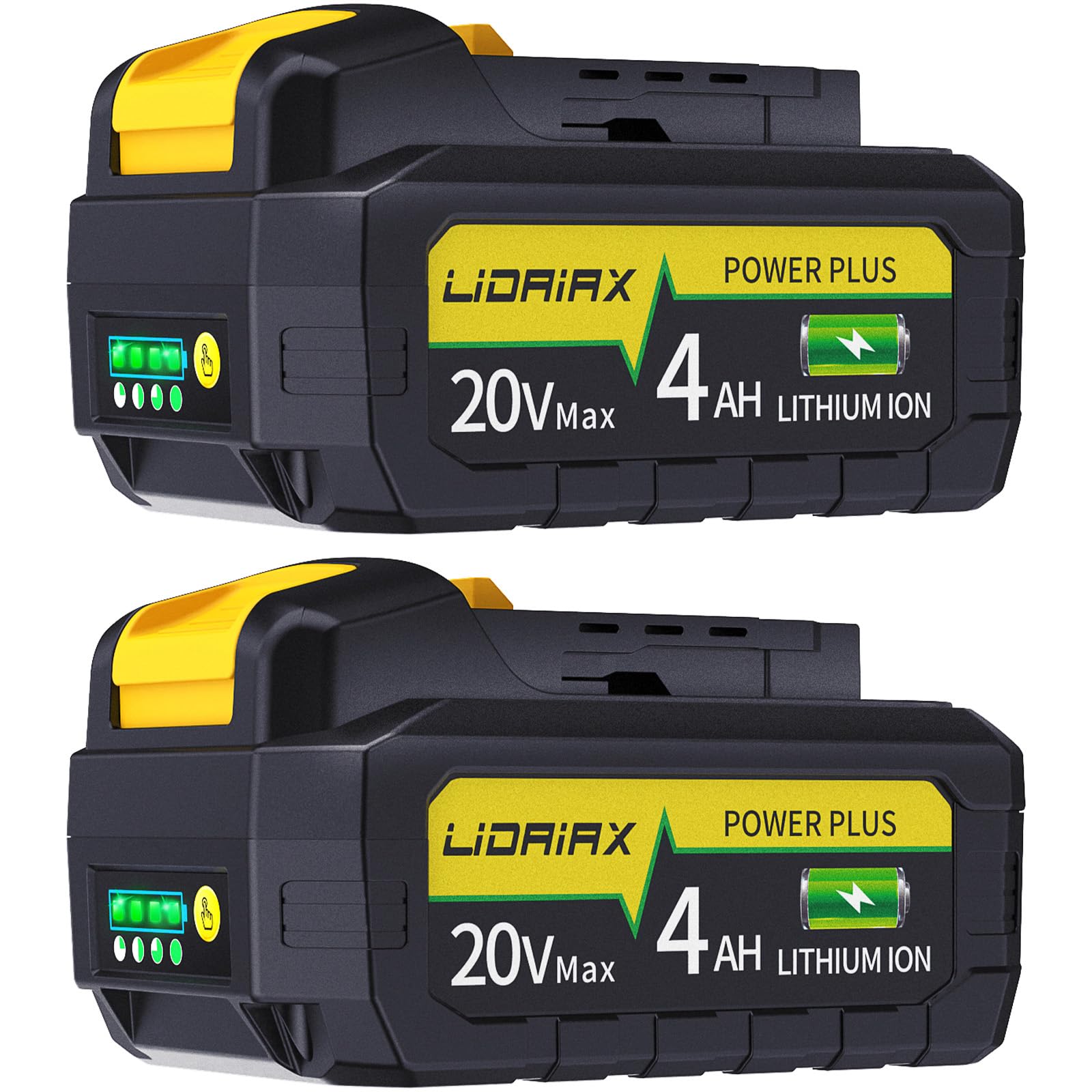 LIDAIAX 2 Pack 100% True 4.0Ah Capacity Lithium Ion Replacement Battery for DW 20V Max Battery, High Power Cell for DCB200 DCB201 DCB203 DCB204 DCB207