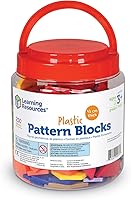 Vista 7 de Learning Resources Plastic Pattern Blocks 250 Set - Classroom Must Haves, Math Teaching Tools, Homeschool Supplies, Math Manipulatives