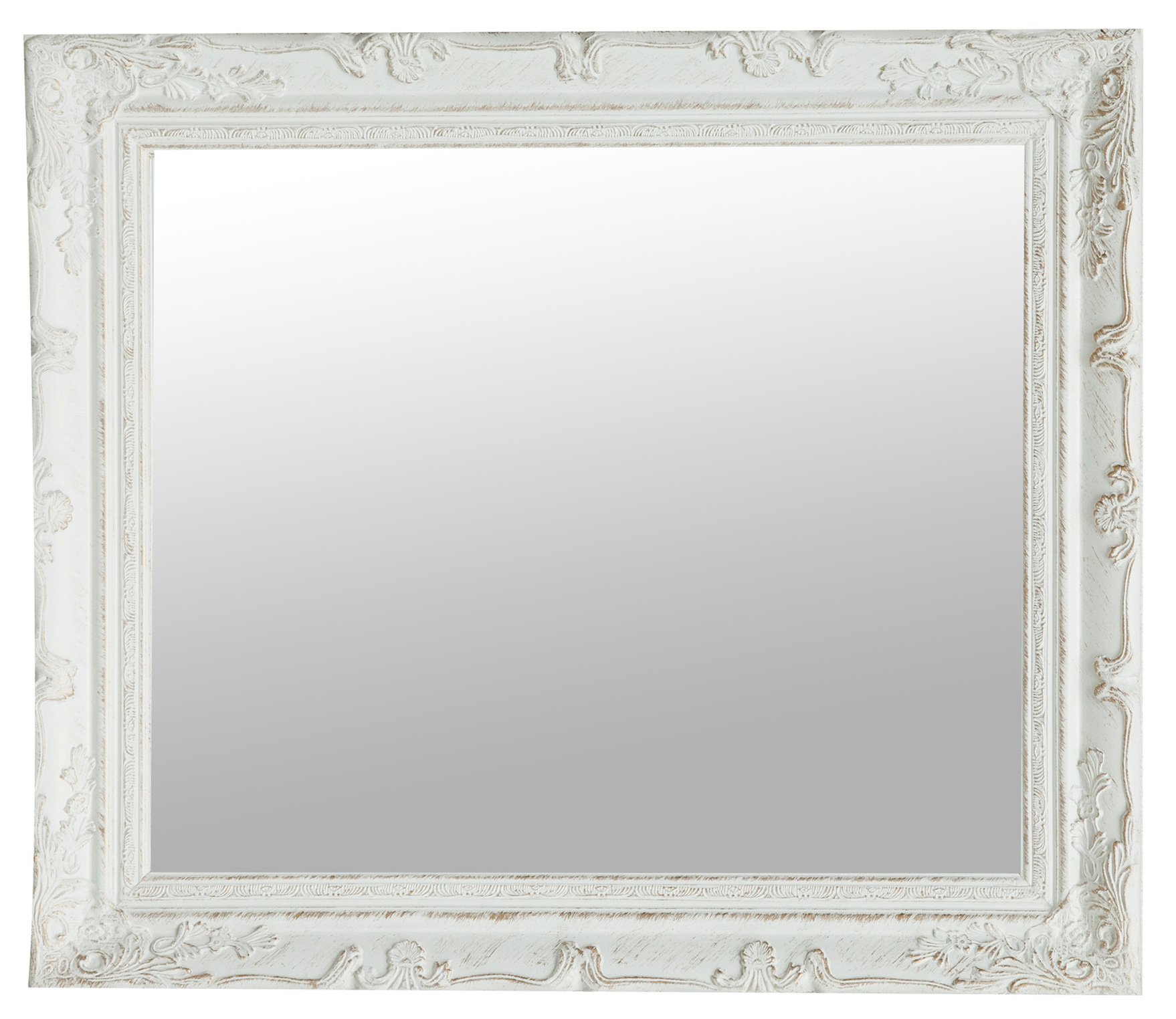 Biscottini Specchio da parete 74x64x4 cm - Specchio bagno con cornice bianca - Specchio shabby - Specchi decorativi per la casa - Specchio da parete