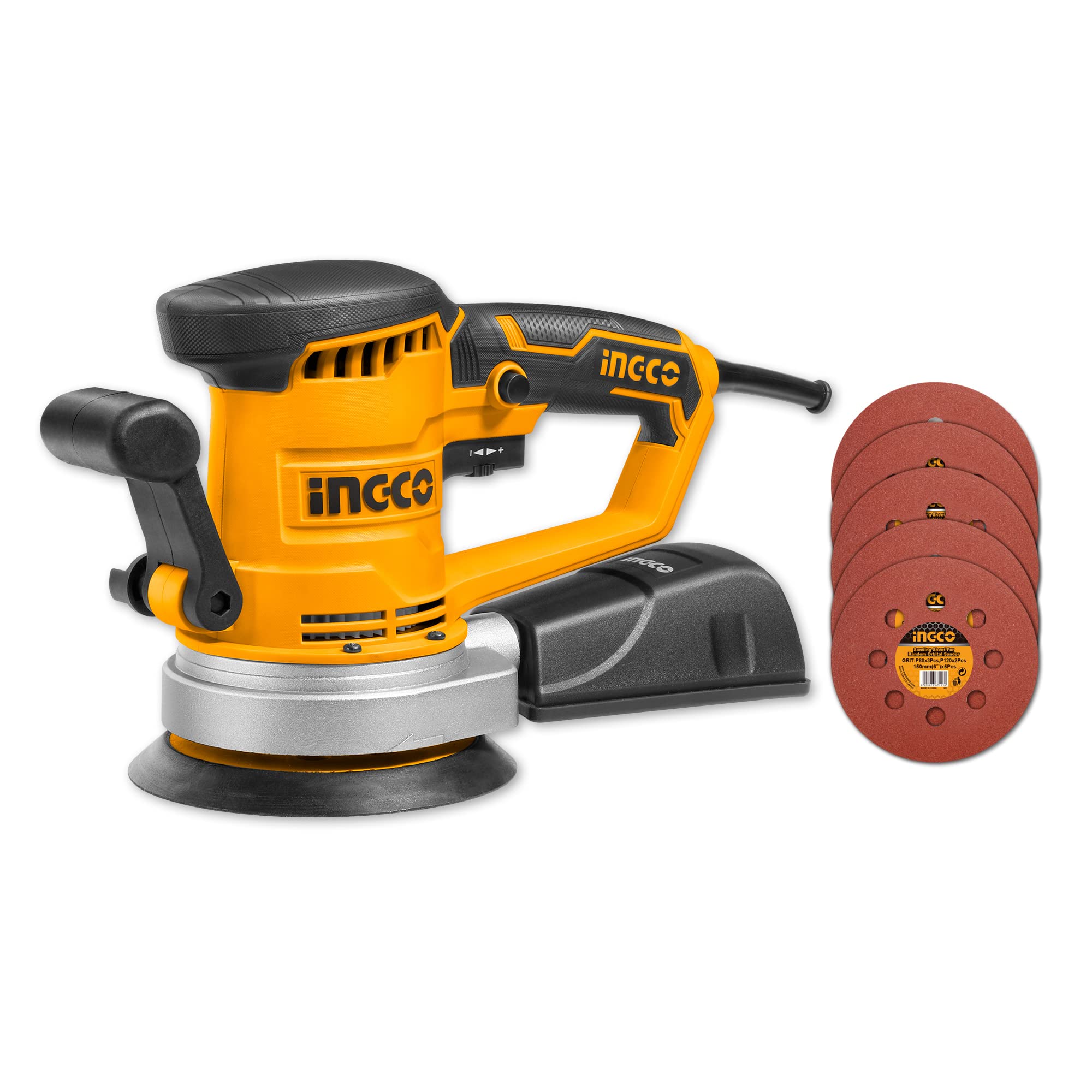 INGCO Rotary Sander, 450W | 13000rpm | 150mm Dia of Sanding Pad, Velcrops Base, Variable Speed Control, with 5pcs Sand Papers,1set Extra Carbon Brushes (B0B18FFJWF) Amazon Price History, Amazon Price Tracker