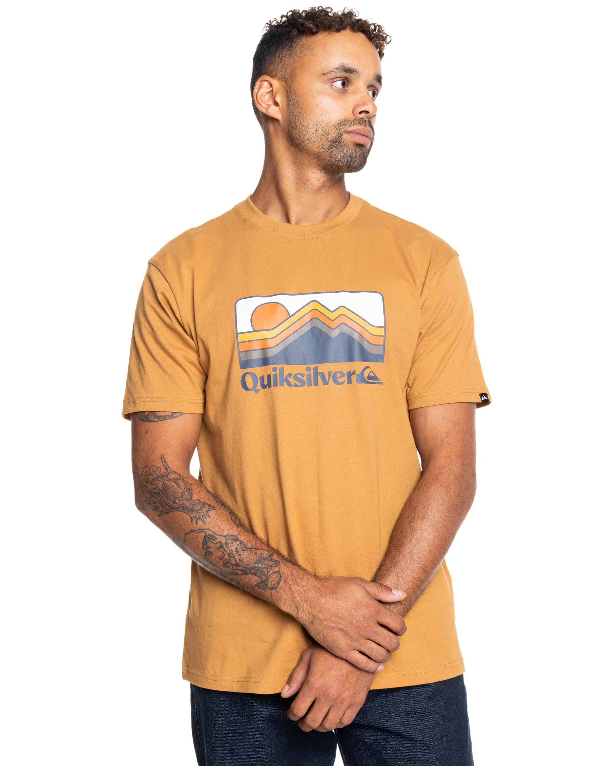 Quiksilver Short-Sleeved T-Shirt Men QS Gradient Mountains SS S Brown