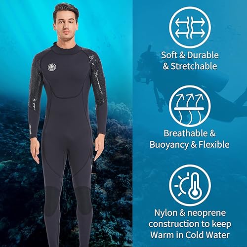 Miniatura 2 de Traje de neopreno para hombre, traje de neopreno  BEEK de 0.118in, equipo de buceo térmico con cremallera trasera, traje de baño ultra elástico, de