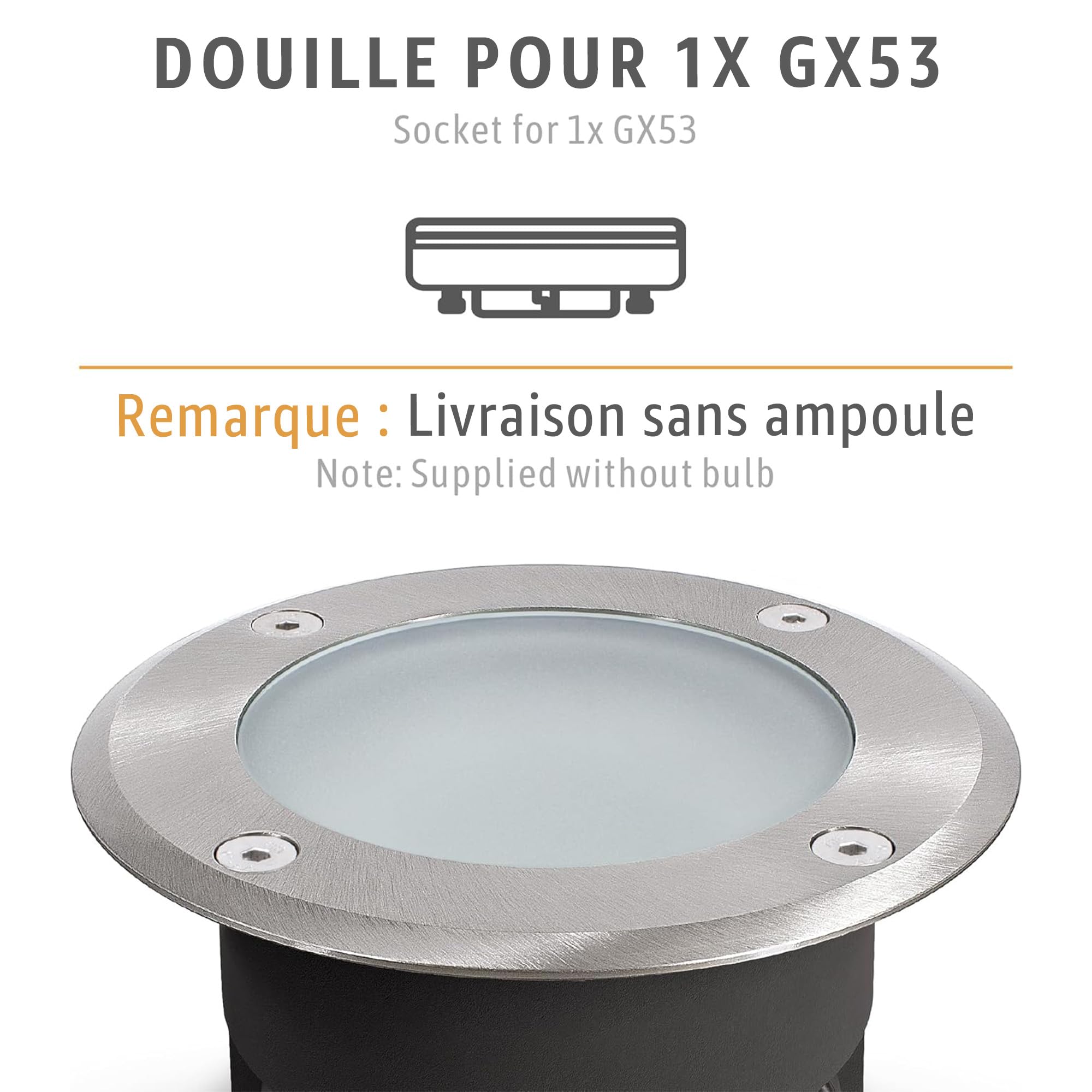 SSC-LUXon spot encastrable sol exterieur plat IP67 GX53 verre clair ou depoli befahrbar lot de 4 230V