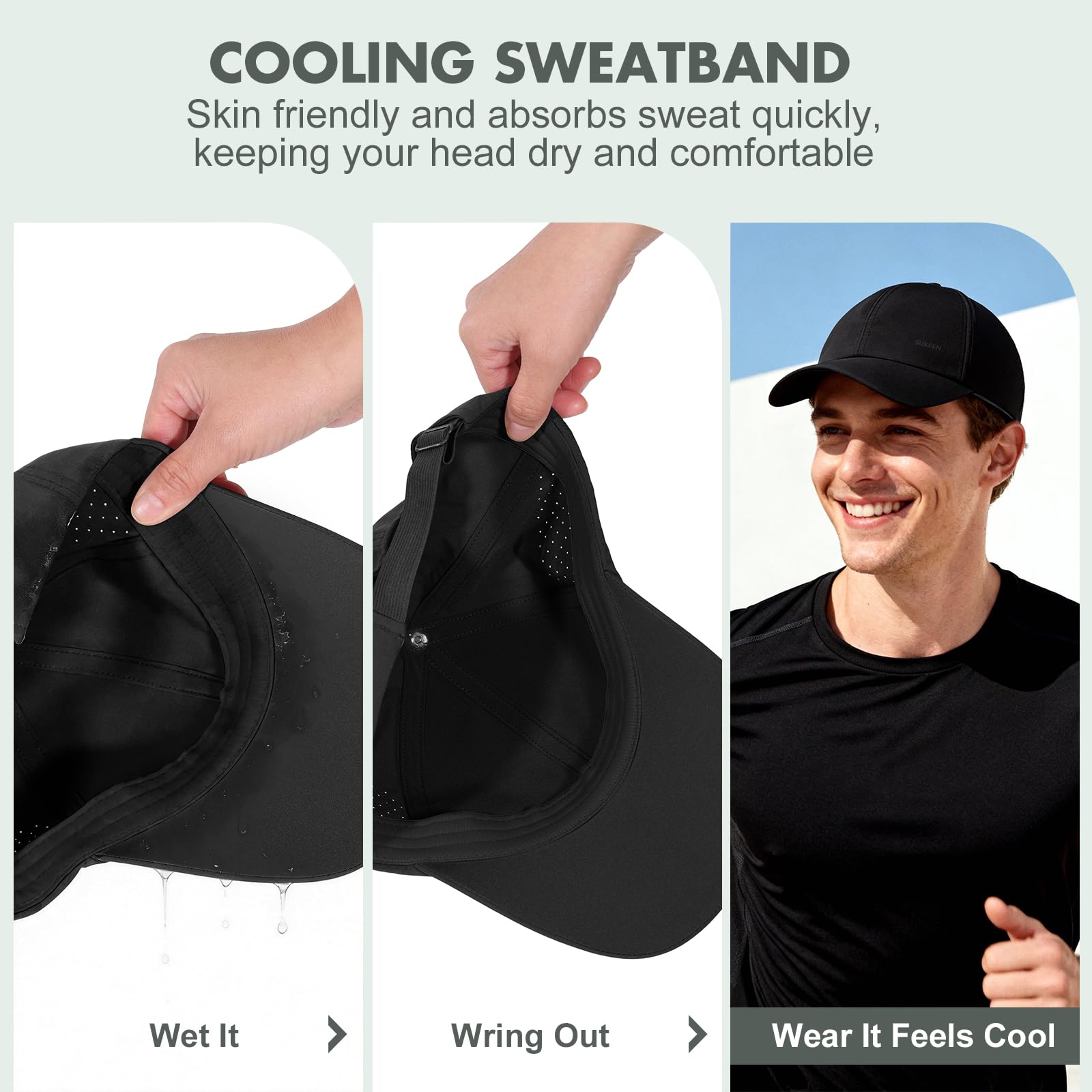 Sukeen Mens Baseball Cap - Adjustable Breathable Moisture-Wicking Hat for Golf Hiking Fishing Running Outdoor Daily - 5