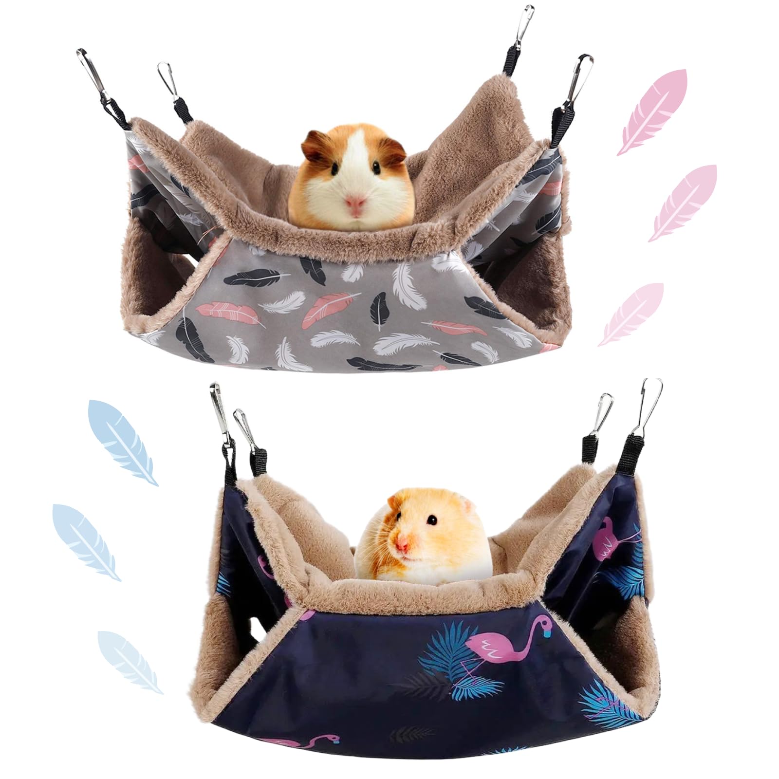 LYART 2 Pieces Guinea Pig Rat Ferret Hammocks and Warm Beds for Small Animals Pet, Squirrel Rat Ferret Cage Accessories and Toys for Sugar Glider
