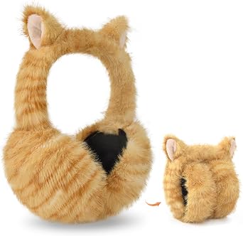 Adult Cat Ear Plush Earmuffs, Teen Girls Boys Winter Ear Covers, Foldable Outdoor Ear Muffs for Ear Warmer Men Women
