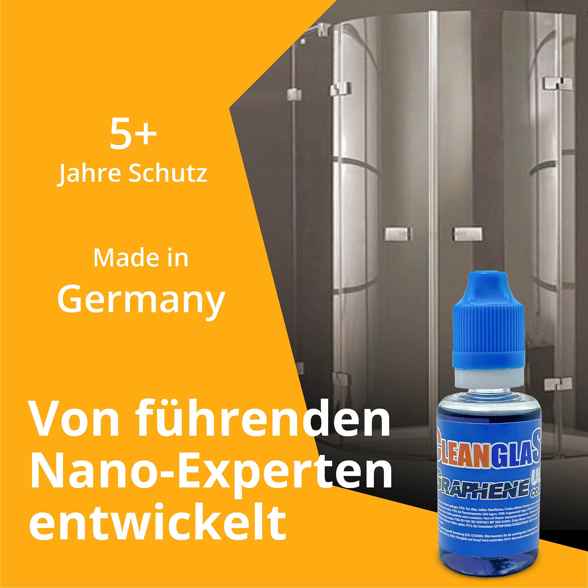 Set zur Badezimmer-Versiegelung | 30ml Graphen Nano-Versiegelung CGX ULTRA für Dusche, Fenster, Keramik, Kunststoff | inkl. Kalkentferner Dusche Stark | Glas Voreiniger