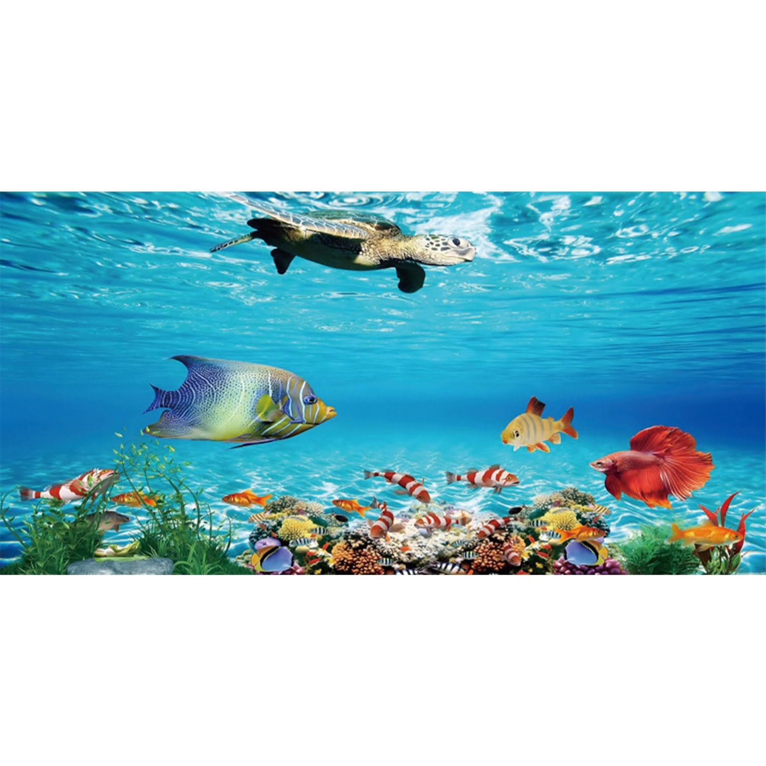 MIRRORANG 180x46cm Underwater World Aquarium Background Blue Sea Water Turtle Background Undersea Theme Fish Tank Poster