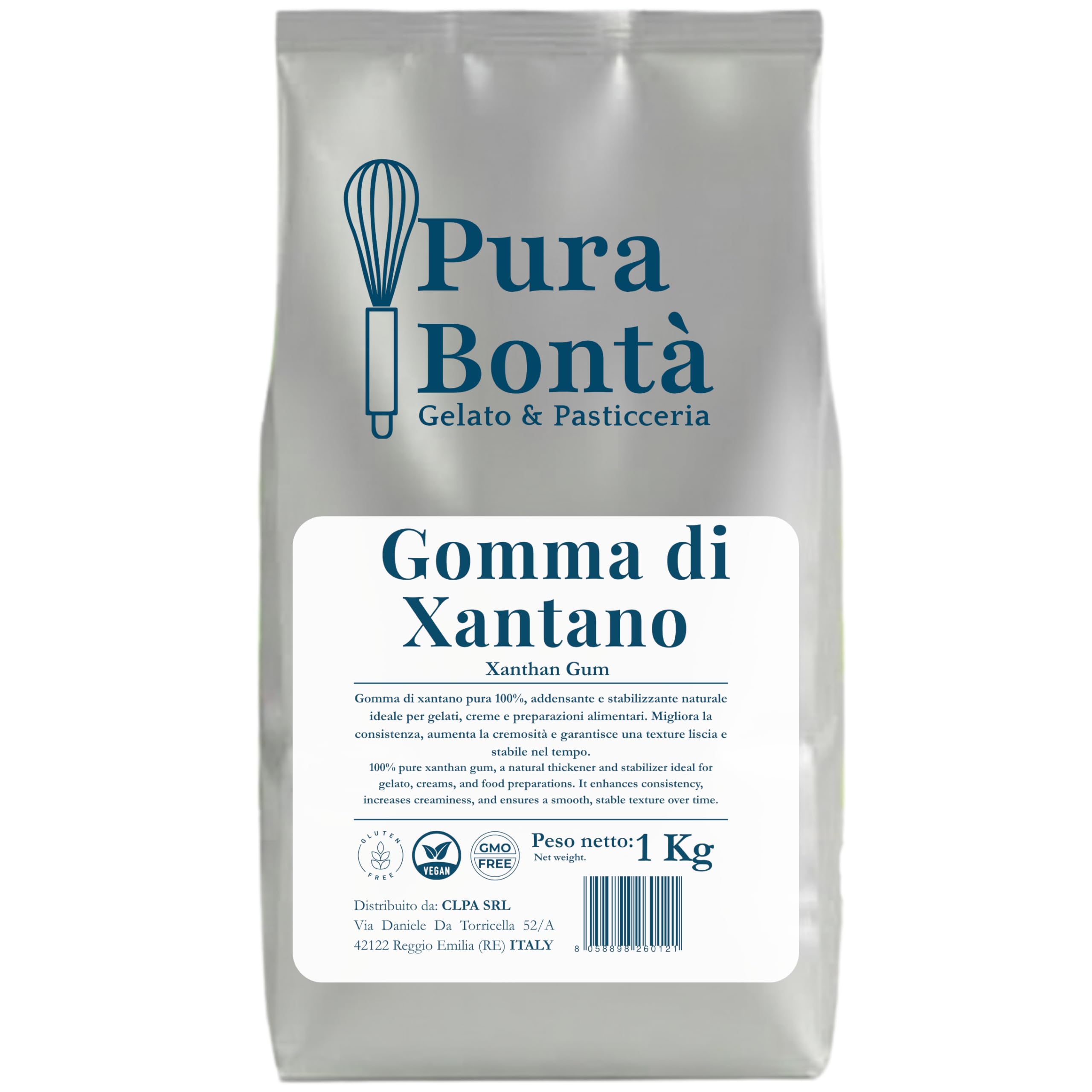 PURA BONTÀ Gomma di Xantano in Polvere Senza Glutine 1 Kg | Addensante e Stabilizzante Alimentare 100% Naturale | Pane e Pizza 100% Senza Glutine | Alta Viscosità, Zero Grumi | Confezionato in Italia