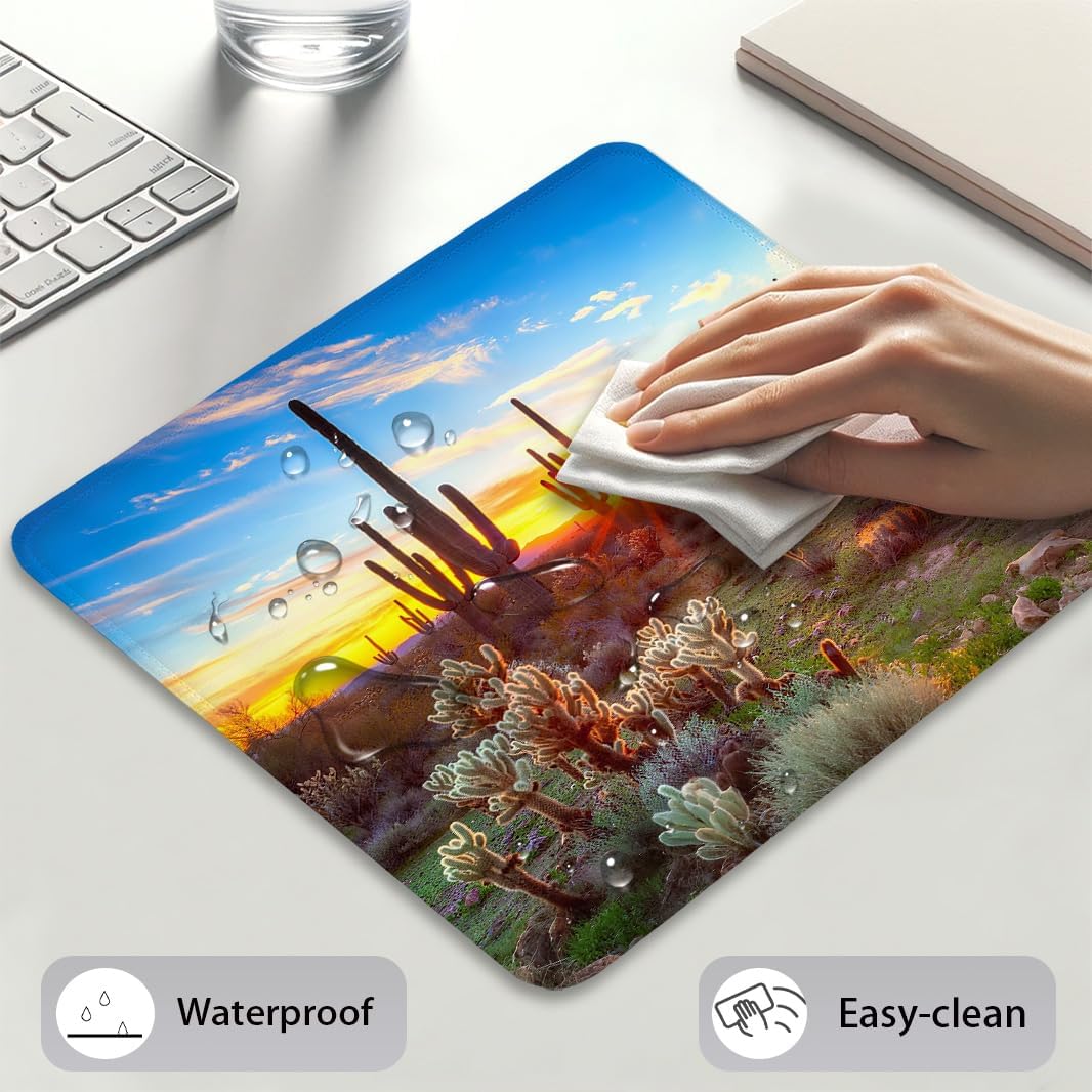Saguaros At Sunset Scenery Mouse Pad, North American Cactus Desk Mat image 4