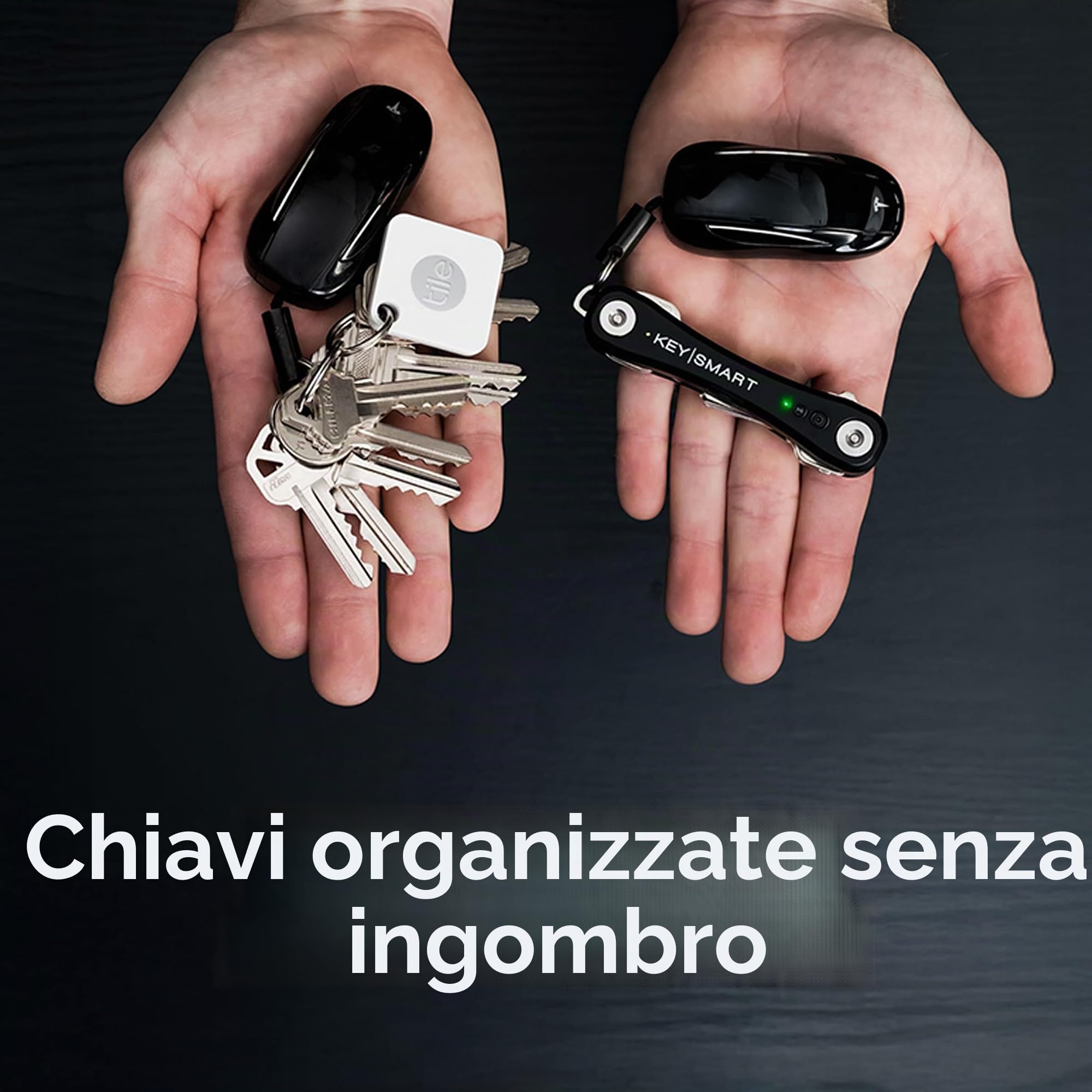 KeySmart iPro Localizzatore di Chiavi con Suono - Portachiavi Organizzatore di Chiavi, Compatibile con l’App Apple Find My, Portachiavi Compatto, Tracker per Chiavi(Fino a 14 Chiavi, Nero)