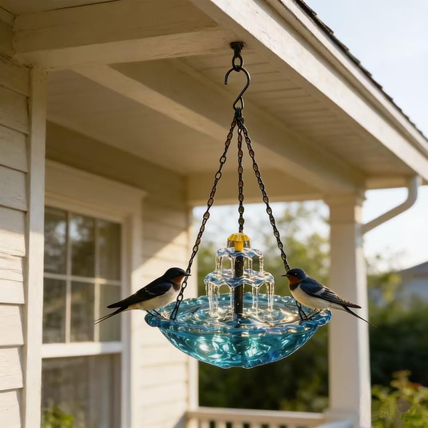 Solar Powered Bird Bath Fountain, 2026 New Hanging Solar Bird Bath,Solar Cascade Hanging Bird Bath Fountain, Water Fountain Bird Bath for Outdoors Garden Patio Backyard Lawn