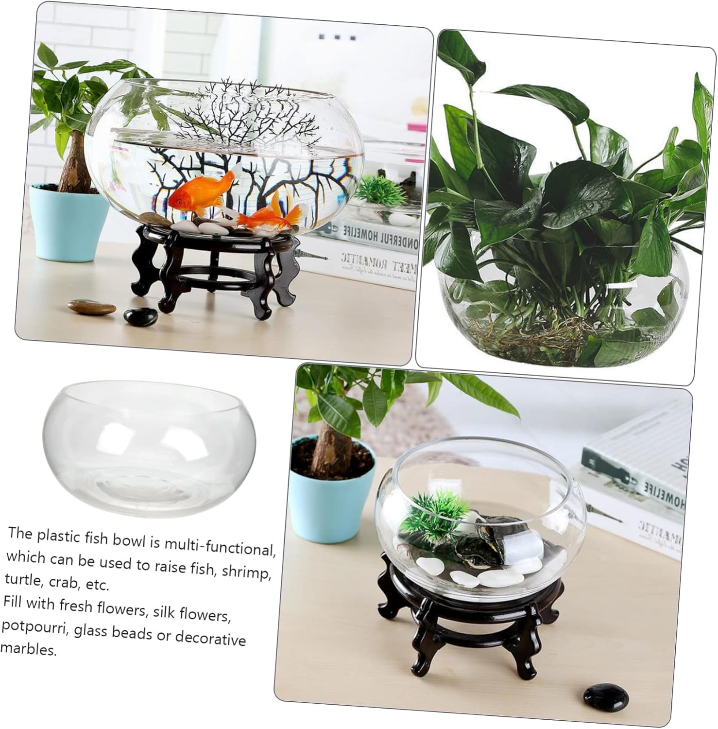 Modern Round Bubble Vase Fish Tank Large Decorative Glass Bowl for Home Office