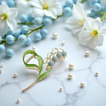 Blue Lily of The Valley Flower Hair Accessories: Metal Hairpins, Jaw Clips, and Barrettes for Thin and Thick Hair
