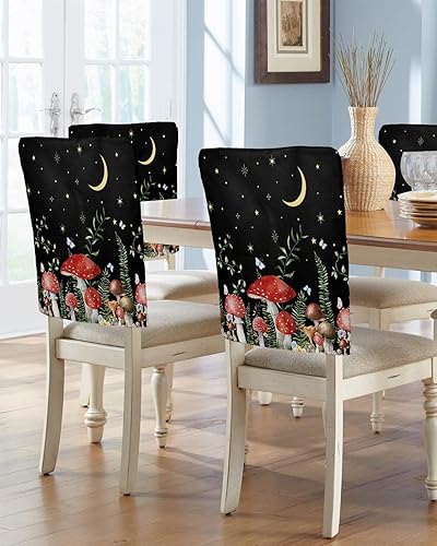 Miniatura 7 de Paquete de 4 fundas para respaldo de sillas de comedor con diseño de rayas bohemias color verde azulado para sillas de comedor, lavables, extraíbles