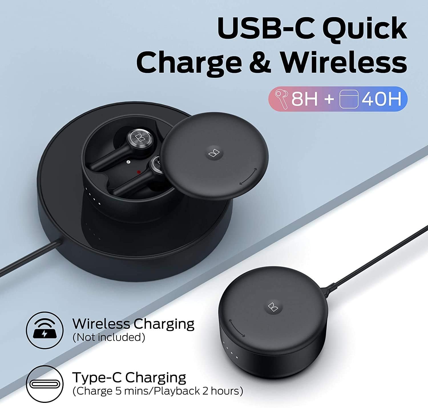 Black Friday - 60% OFF Wireless Headphones, Monster Clarity 102 AirLinks Bluetooth 5 Earbuds with IPX5 Water Resistant, 40H Playtime, Type-C Quick Charge, Single/Twin Mode