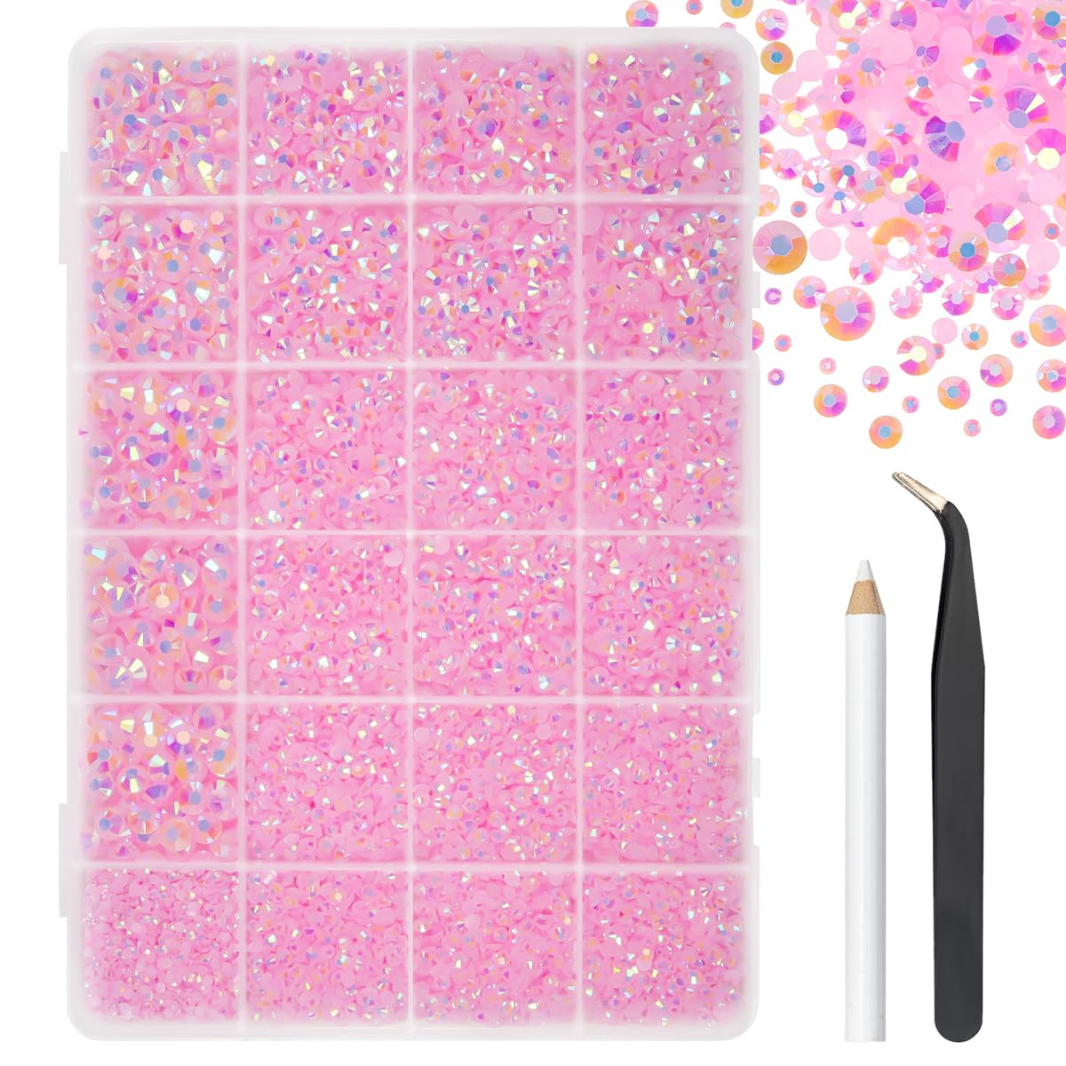 2mm 3mm 4mm 5mm 6mm Light Pink AB Jelly Resin Flatback Rhinestones for Bedazzling Crafting Flatback Gems Diamonds Charms for Nails Tumblers Bottles Crafts Shoes Phones Grad Cap Scrapbook