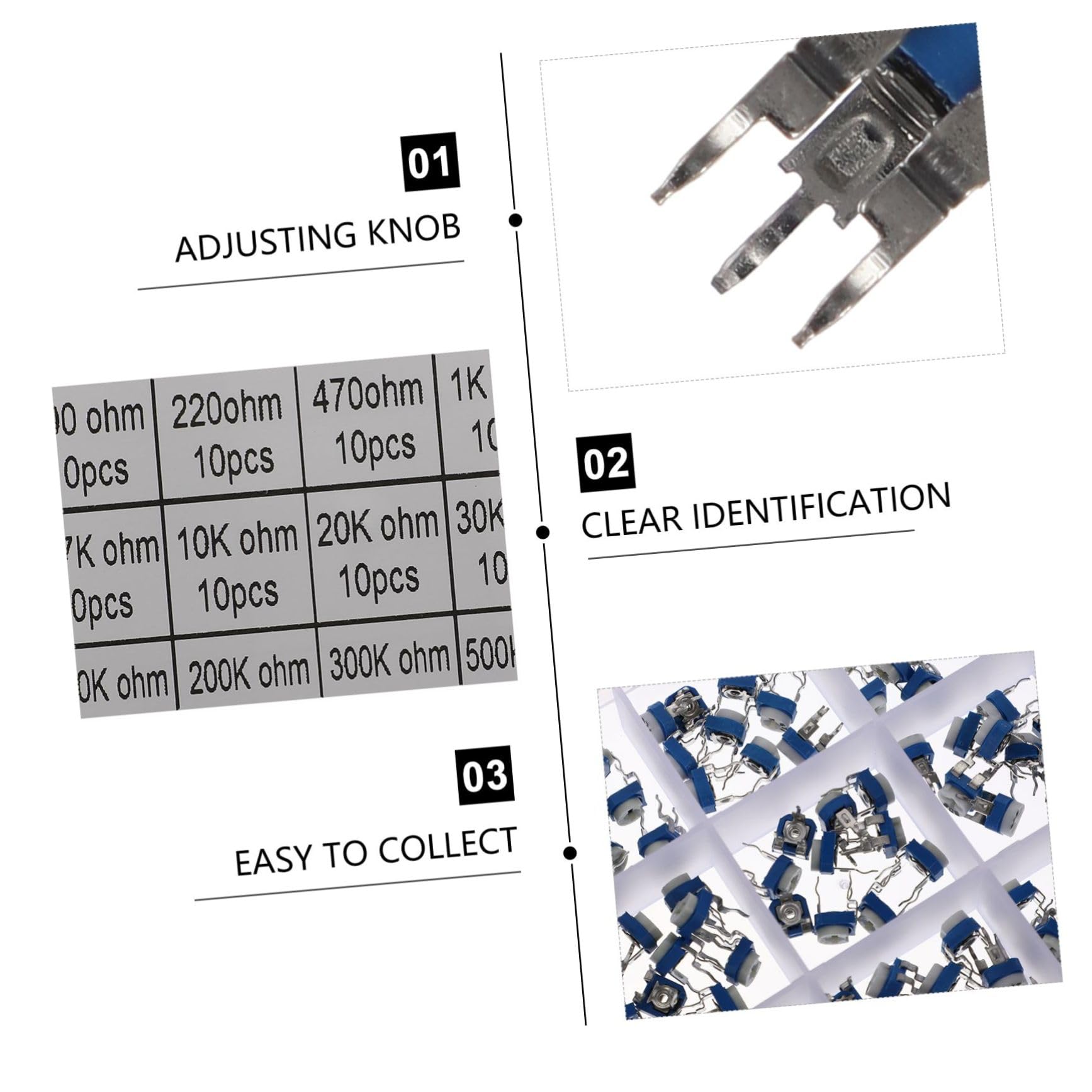 2 Series 2 Juegos De Potenciómetros De Resistencia Ajustables Perillas Ajustables Potenciómetro De Ajuste Resistencia Variable Kit Surtido De 150 piezas