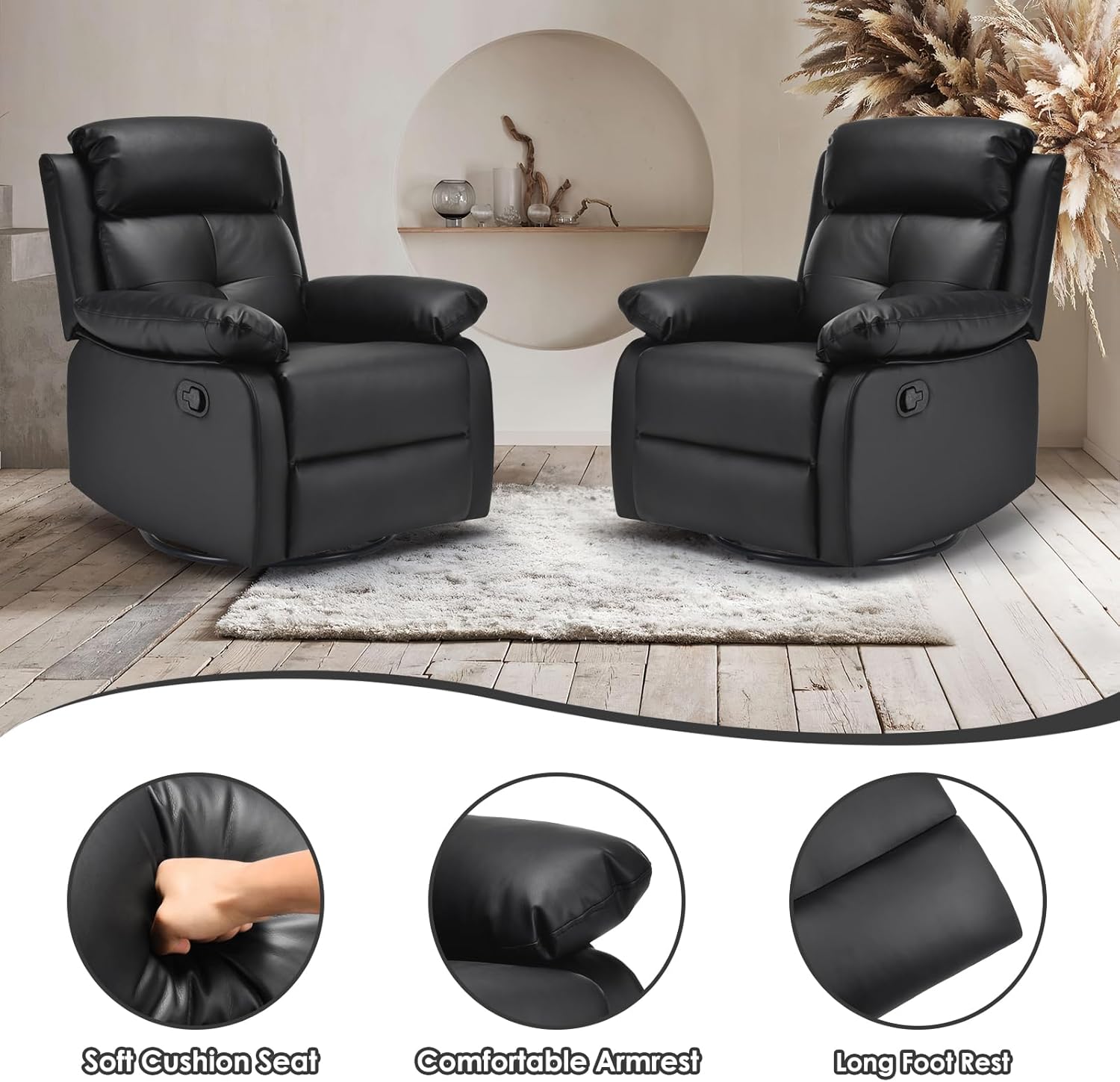 Small Rocker Swivel Recliner Chair for Adults Women for Small Spaces, Bedroom, Living Room