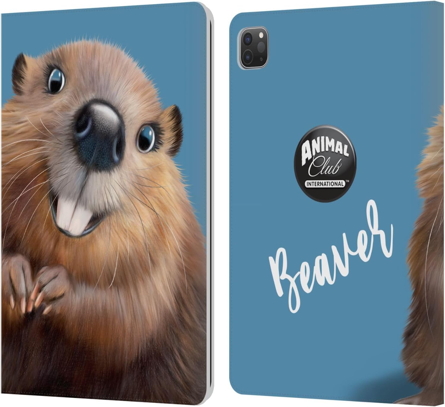 Head Case Designs Officially Licensed Animal Club International Beaver Faces Leather Wallet Case Compatible with Apple iPad Pro 11 2020/2021 / 2022