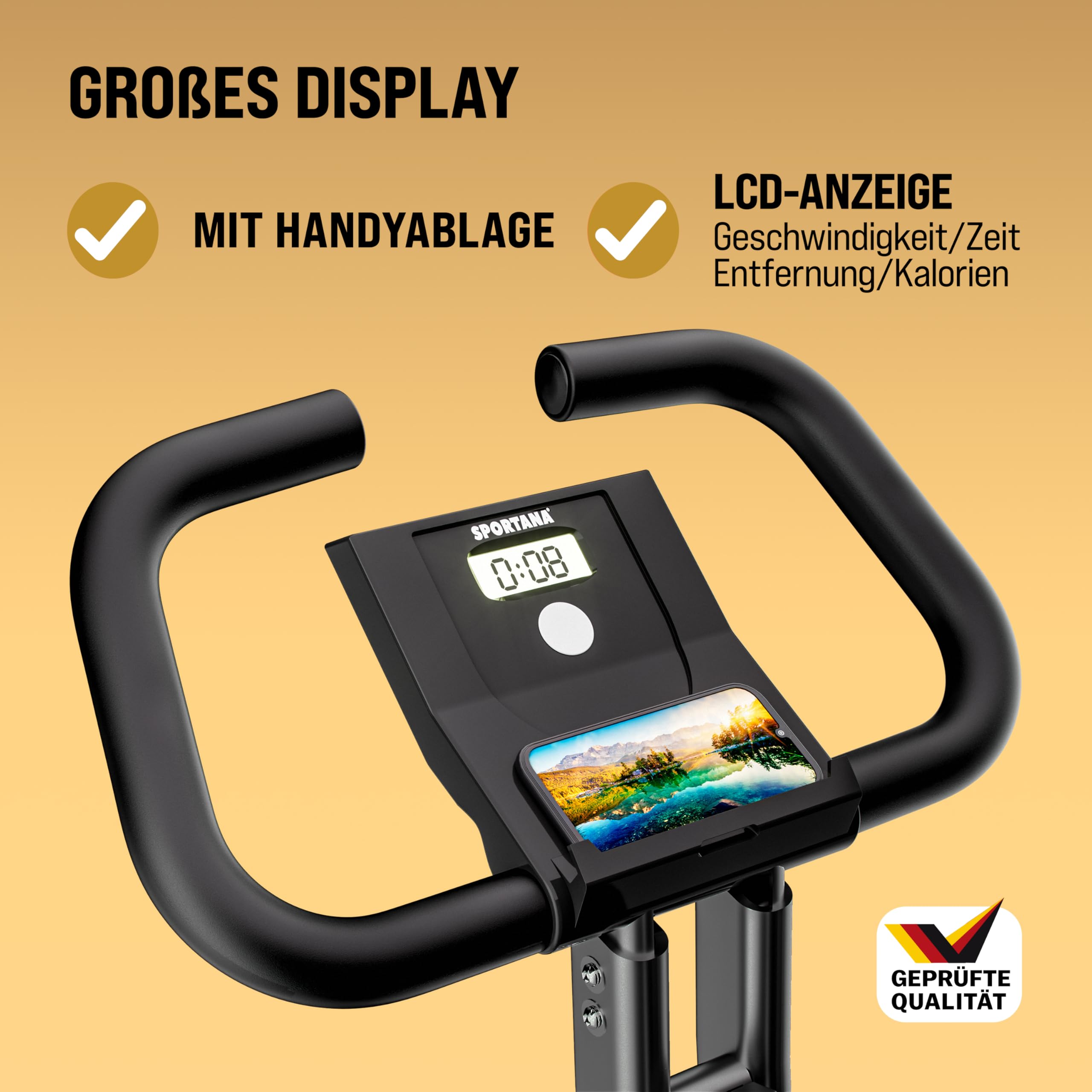 Heimtrainer Fahrrad EAGLE 4in1 Ausdauer Ergometer - Klappbar - LCD Display - Höhenverstellbar - inkl. Fitnessbänder - Hometrainer, Fitnessbike, Workout Bike, Trimmrad, Indoor Bike