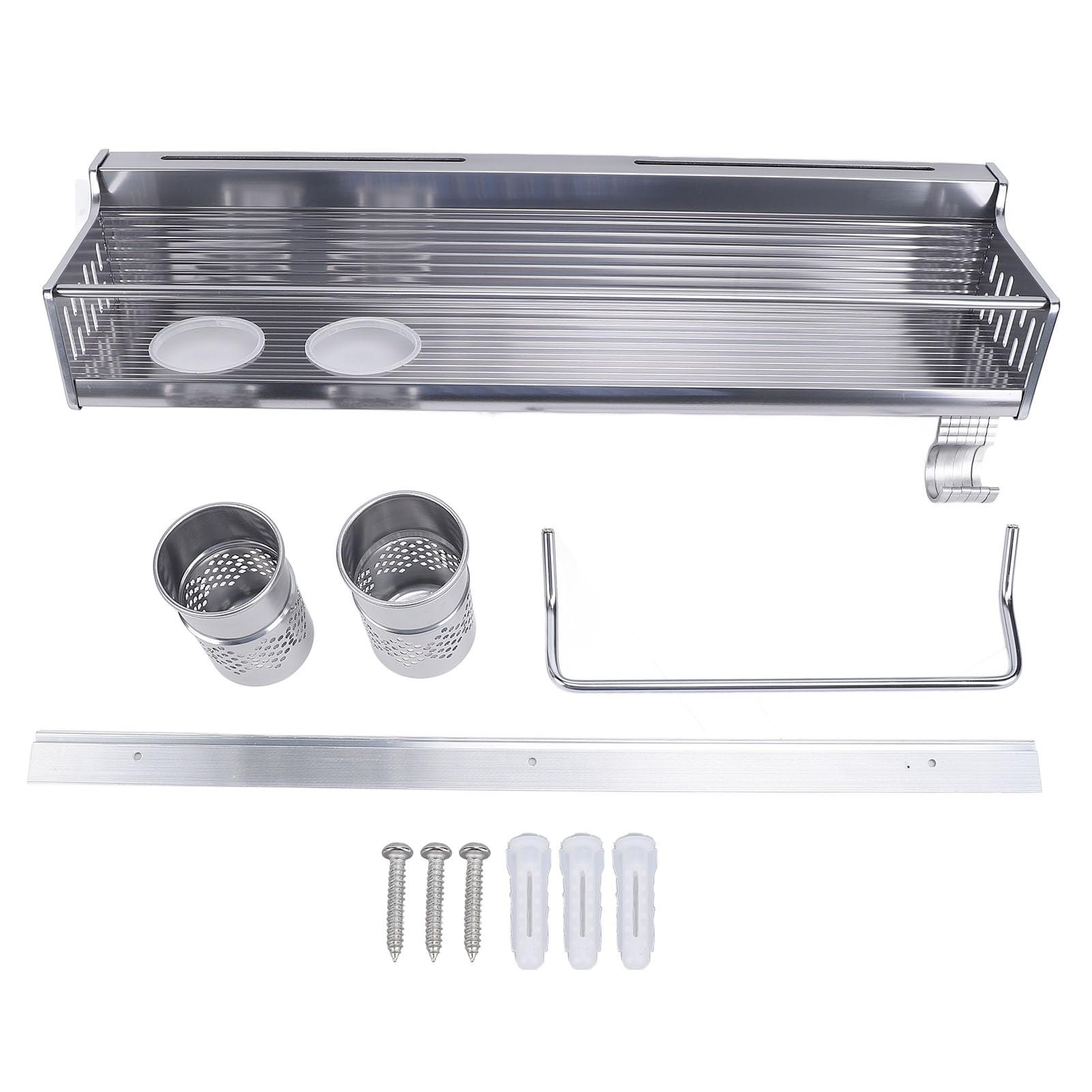 Wall Mount Utensil Rack Stainless Steel Space Saving Wall Utensil Organizer Rack with Chopstick Holder Rag Rack for Kitchen Utensils Storage and Organization