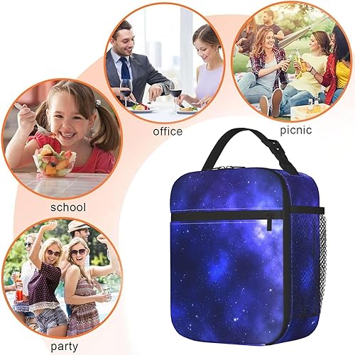 Miniatura 6 de Lonchera abstracta de mármol para niños, bolsa aislada con remolinos blancos y rosados para estudiantes, moderna, estética, reutilizable,