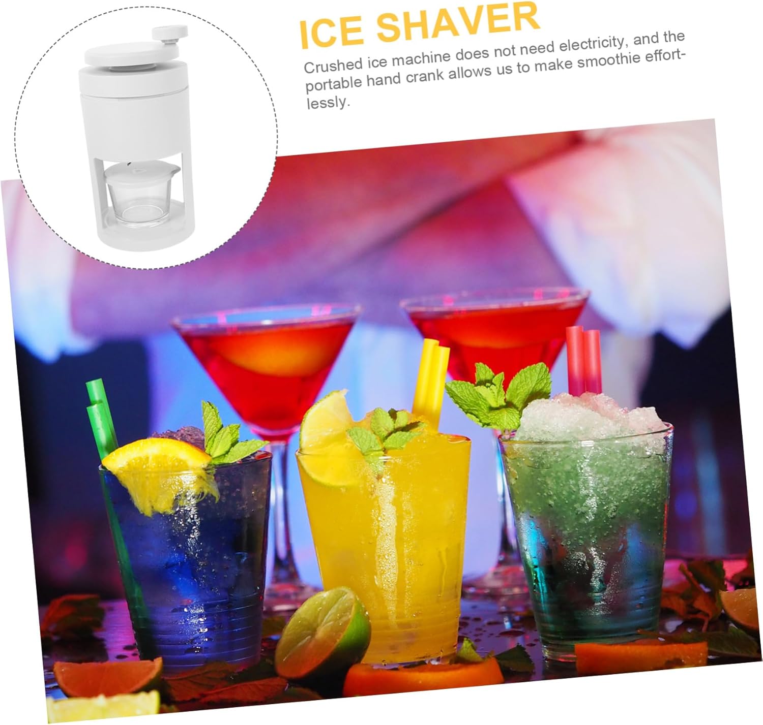 VALICLUD Manual Ice Shaver Machine Portable Maker for Home Parties Ice Crushing and Shaving Tool for Desserts Cocktails More