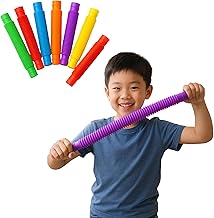 Pop Tubes Sensory Fidget Toys | Stretchy Pull Pipes for Kids & Adults | Bendable Connecting Tube Toys for Autism ADHD Stress Relief | Assorted Colours (6)