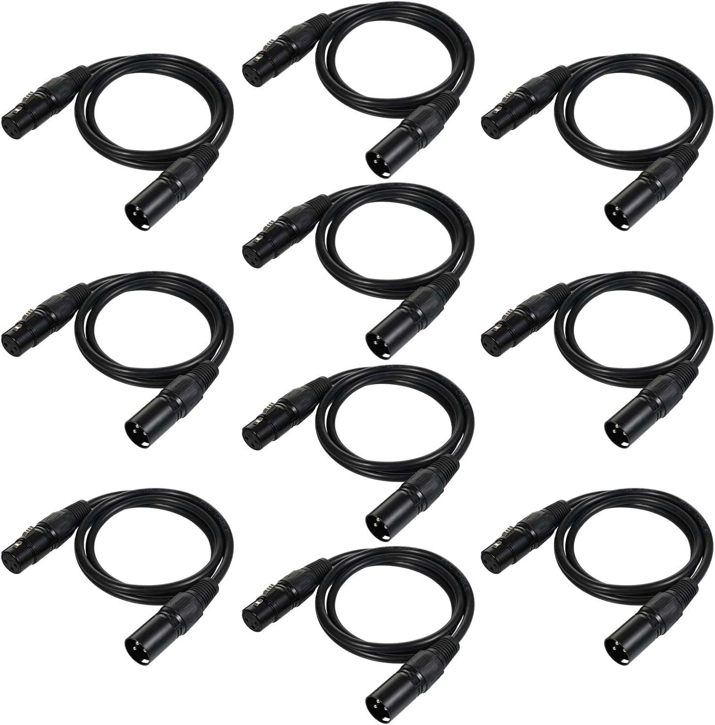 DMX512 Cable,DMX512 Signal Wires Cable,1M/3.3 ft &/2M 6.5ft 3-Pin XLR Male to Female Stage Light Signal Cable Microphone XLR Cable for Party DJ Club Disco Stage Lighting Fixture Control