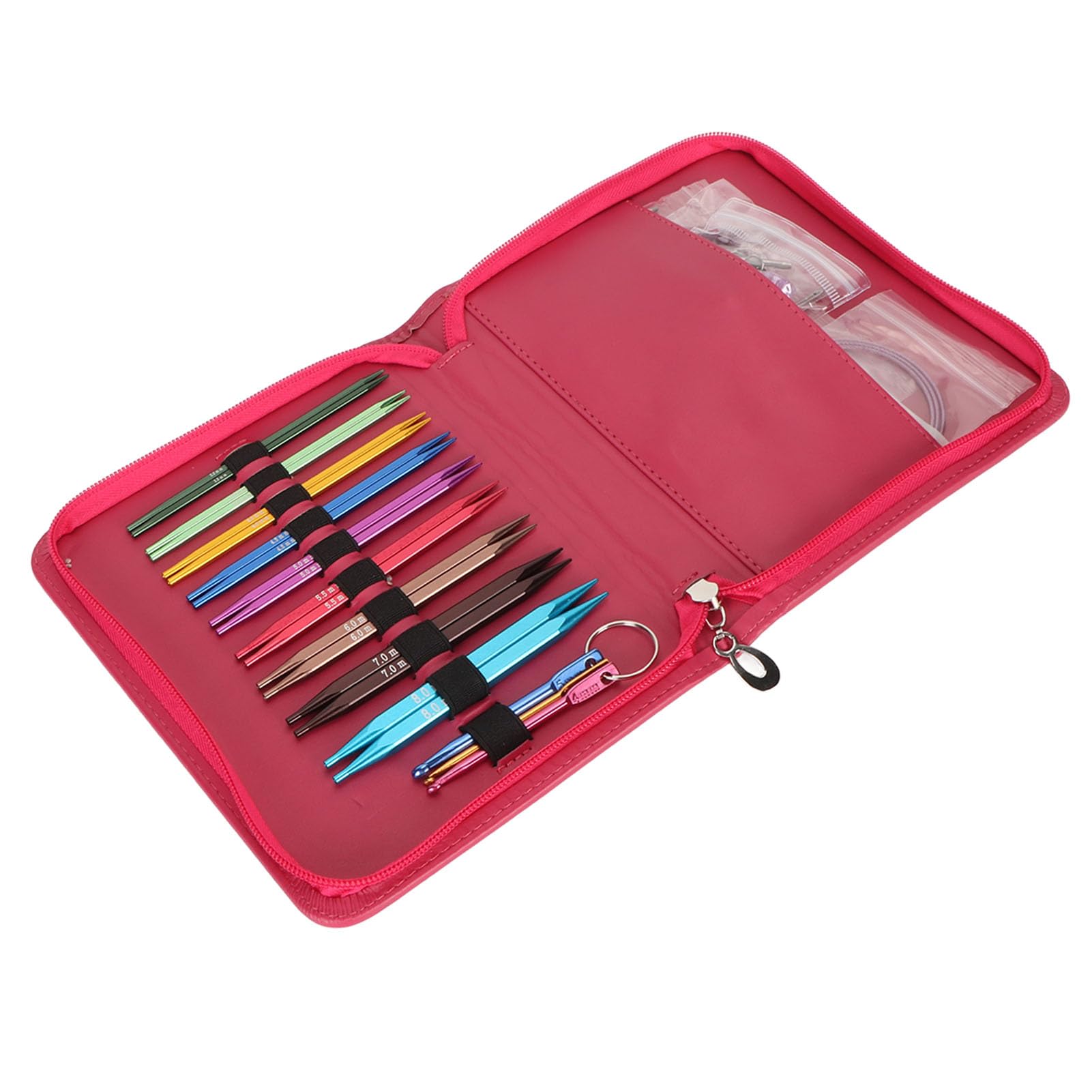 SustVita Aluminium-Stricknadeln mit ergonomischem Design für lange Stricksitzungen, komplettes austauschbares Rundstricknadel-Set mit Zubehör und PU-Tasche