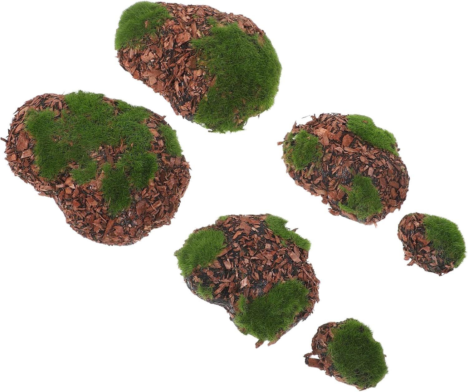 YARNOW 6pcs Faux Moss Covered Stones for Crafts and Gardens Decorative Rocks for Floral Arrangements Dollhouse Decorations and Home Decor Accessories