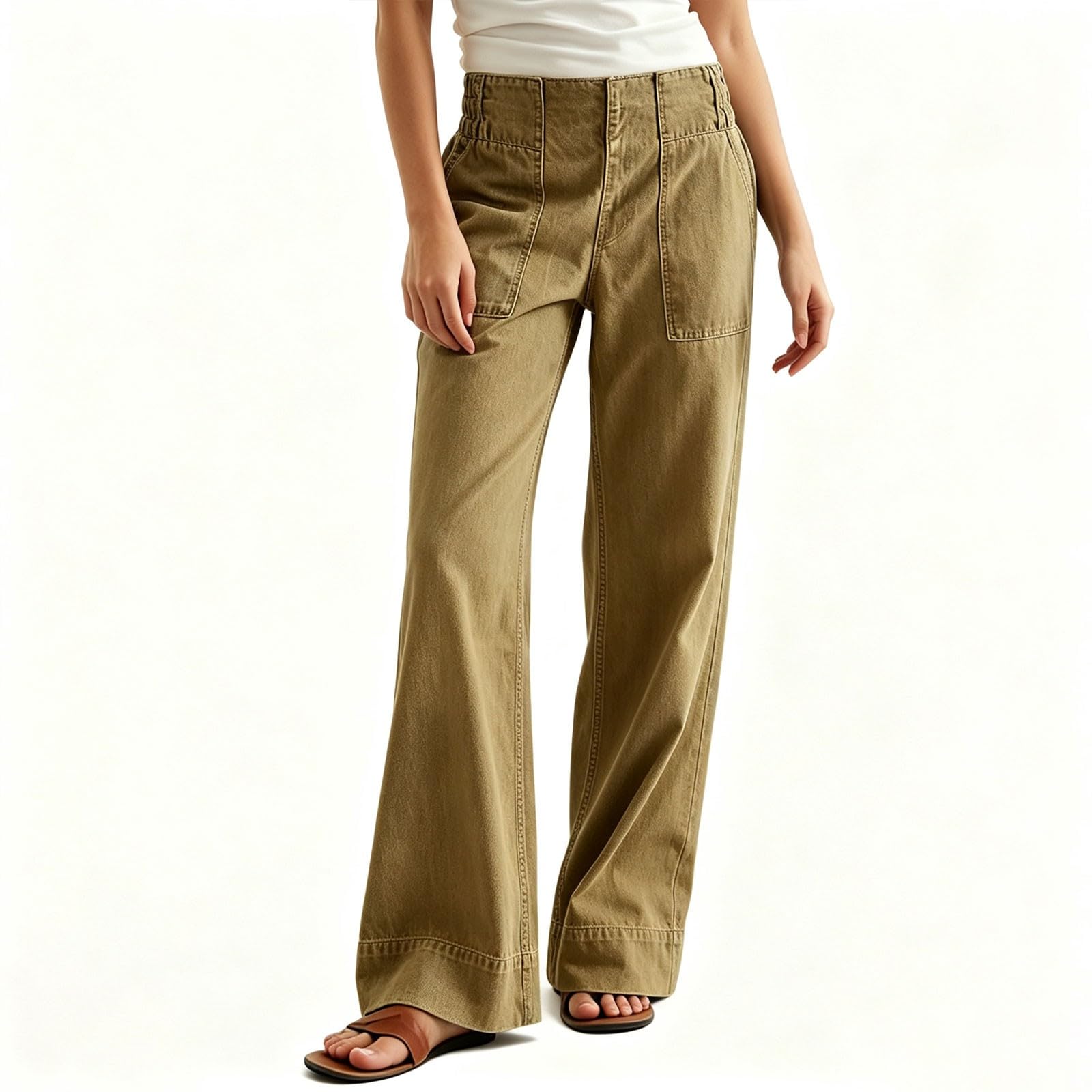 Pantalones vaqueros para mujer, cintura alta, pierna ancha, pantalones